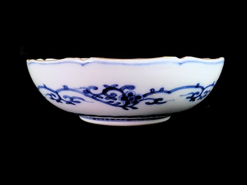 大聖寺伊万里　花に唐獅子　丸紋に金唐草の図　膾皿　５客　B225 AS-CGc