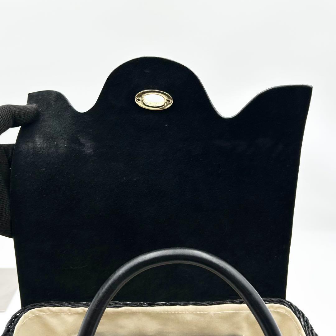 希少✨ カービングトライブス かごバック ラタン 黒 ターンロック タッセル