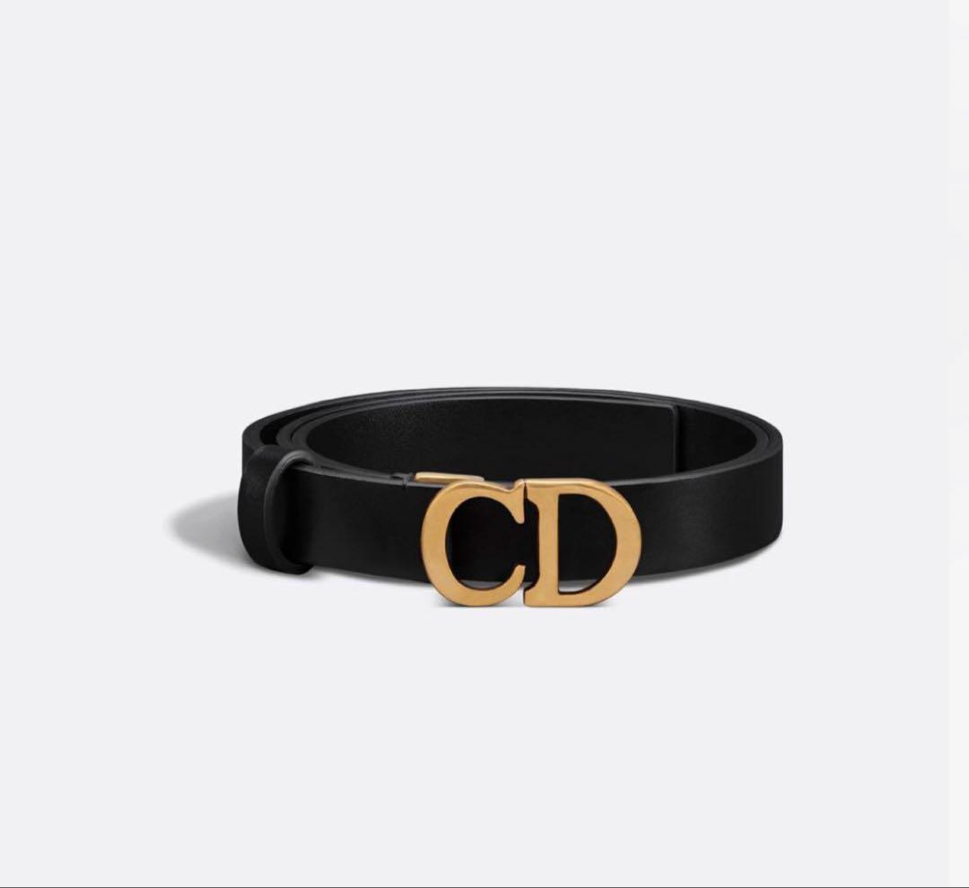 Christian Dior ブラックレザーベルト CDロゴ