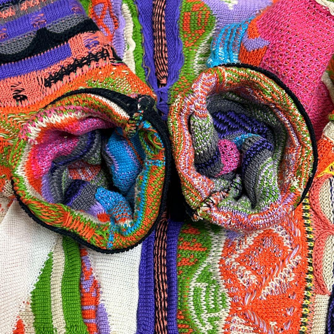 COOGI クージー 3Dニット 縦縞 幾何学模様 マルチカラー L