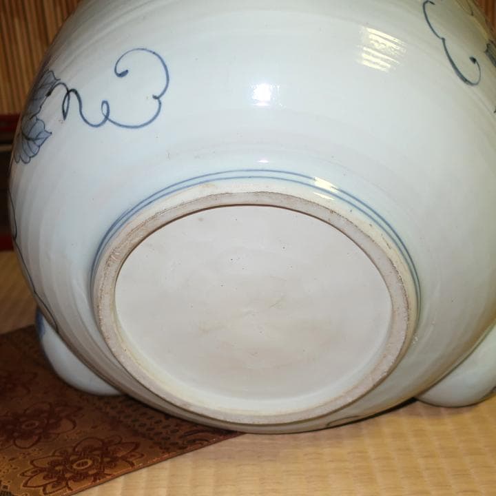 インテリア置物・オブジェ・華道　花器　大型急須型花瓶　染付ぶどう