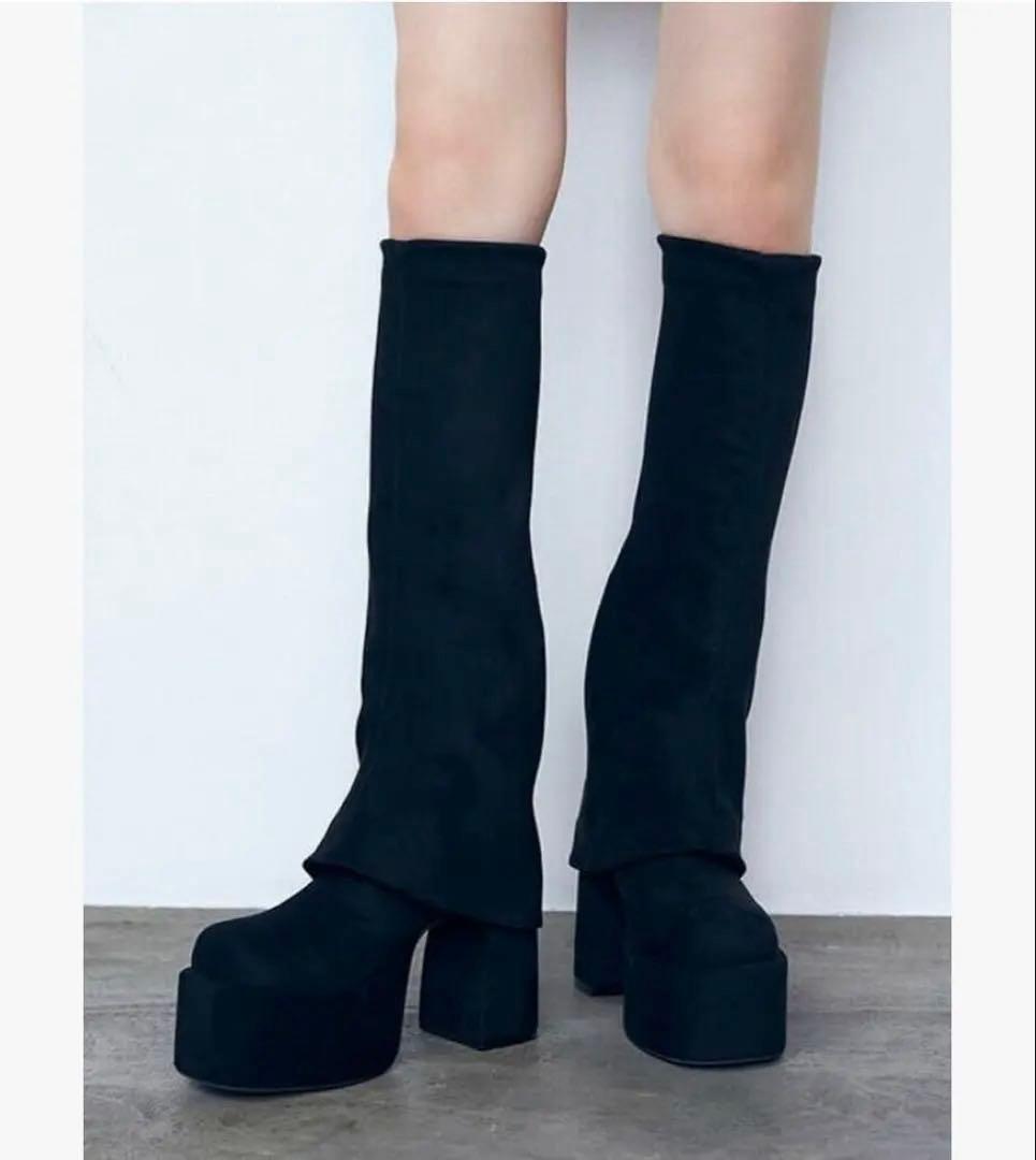 美品★完売品★EMODA ルーズフレアカバーフィットブーツ★あのちゃん着用
