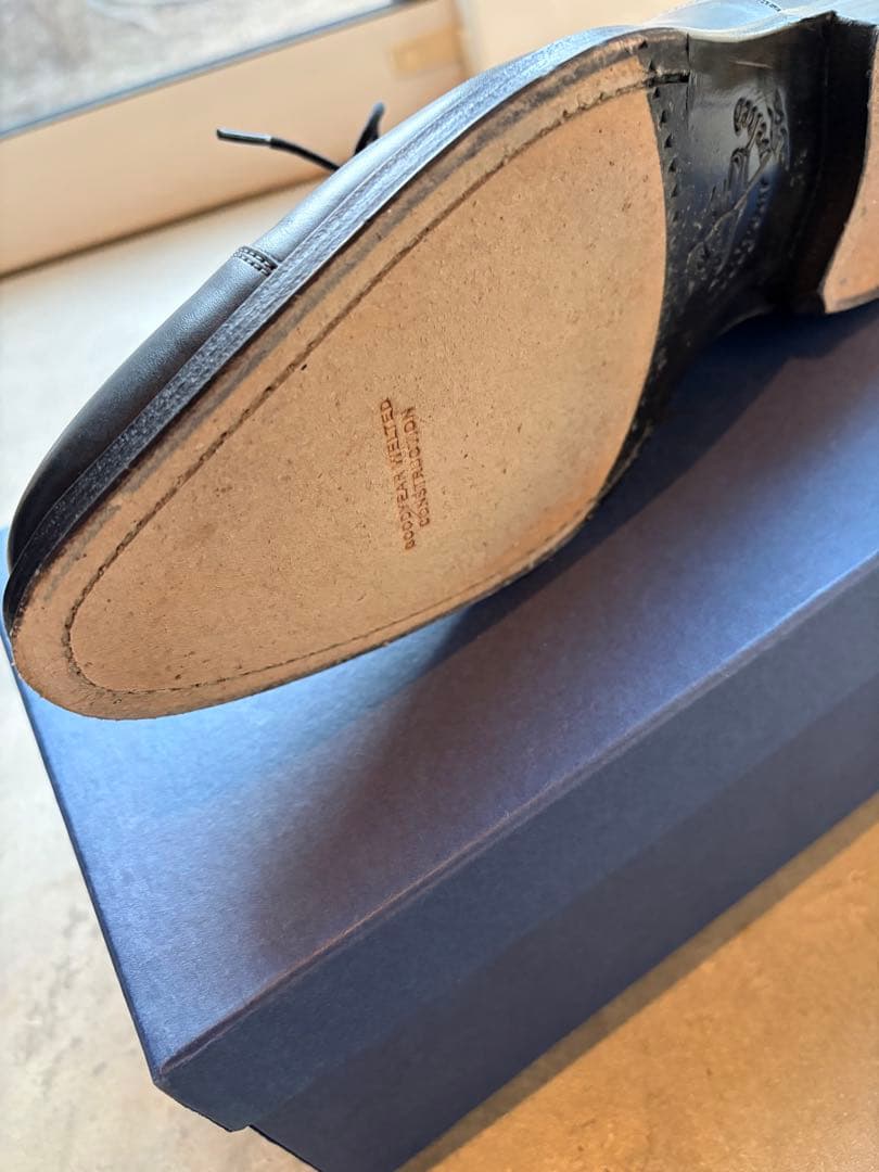 ジャランスリウォヤ 黒 レザー ストレートチップ レザーソール ビジネスシューズ