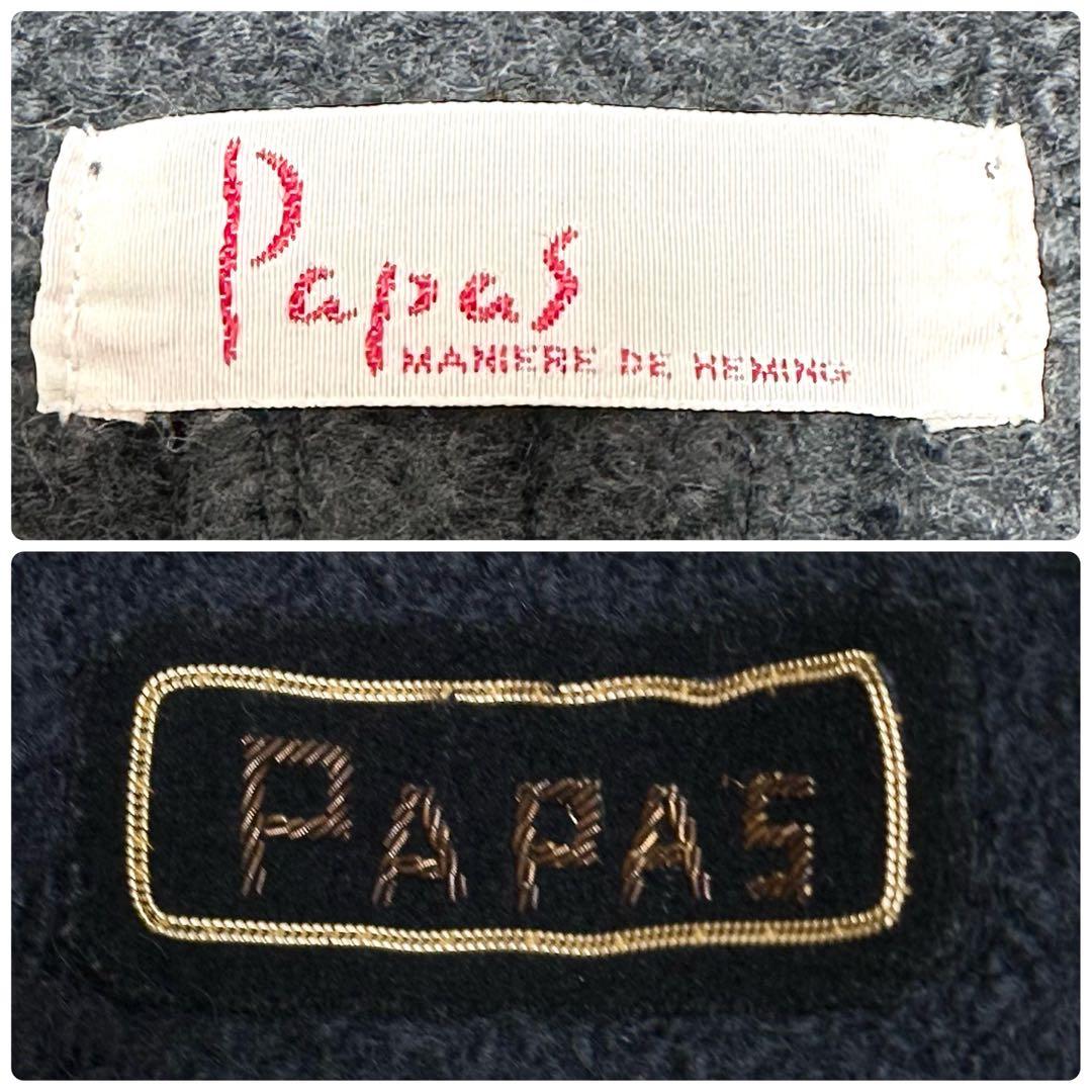 【極暖ヘビーウール×希少XL相当✨】パパス メルトンコート 胡桃ボタン グレー