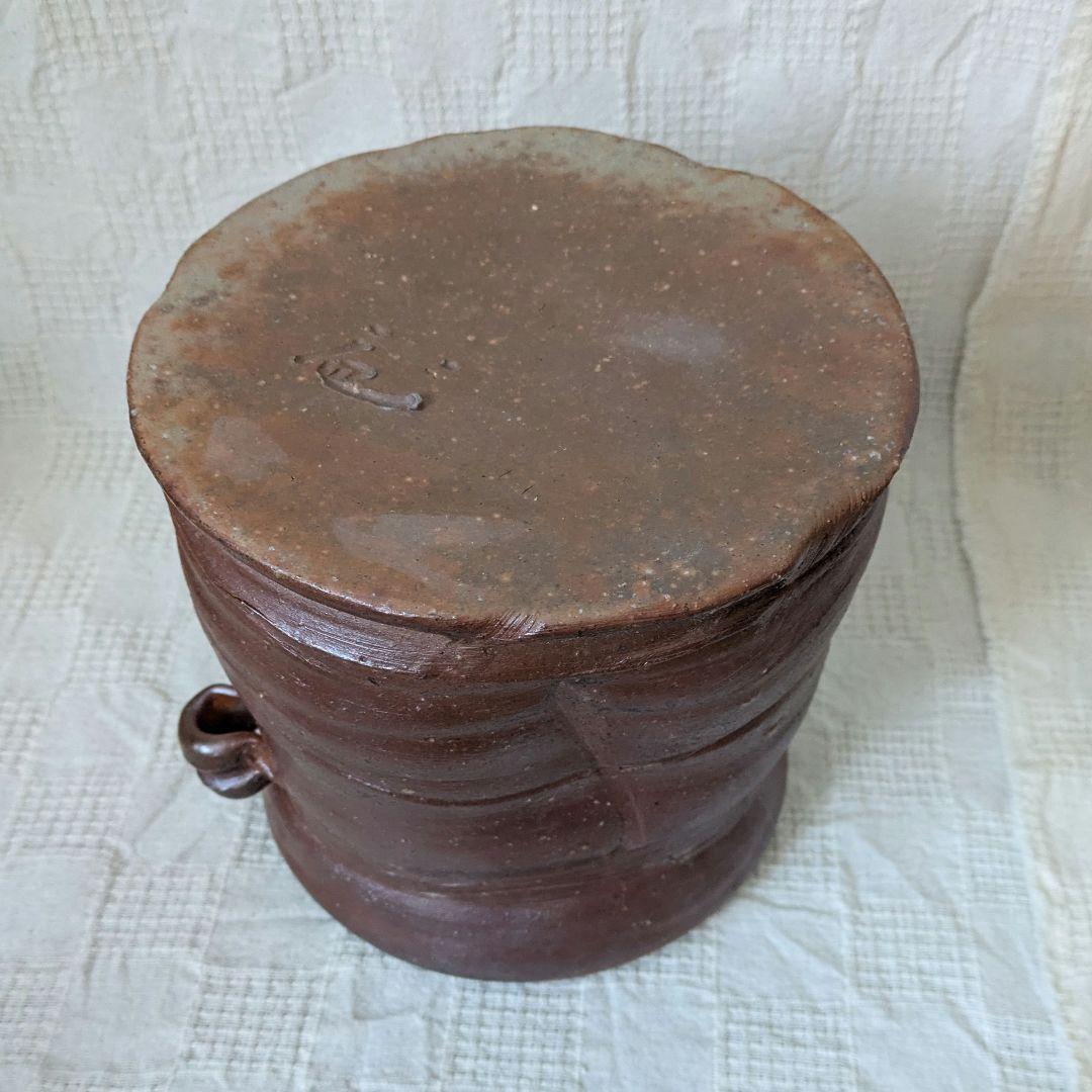 備前焼　佐藤苔助　水指　耳付　茶道具