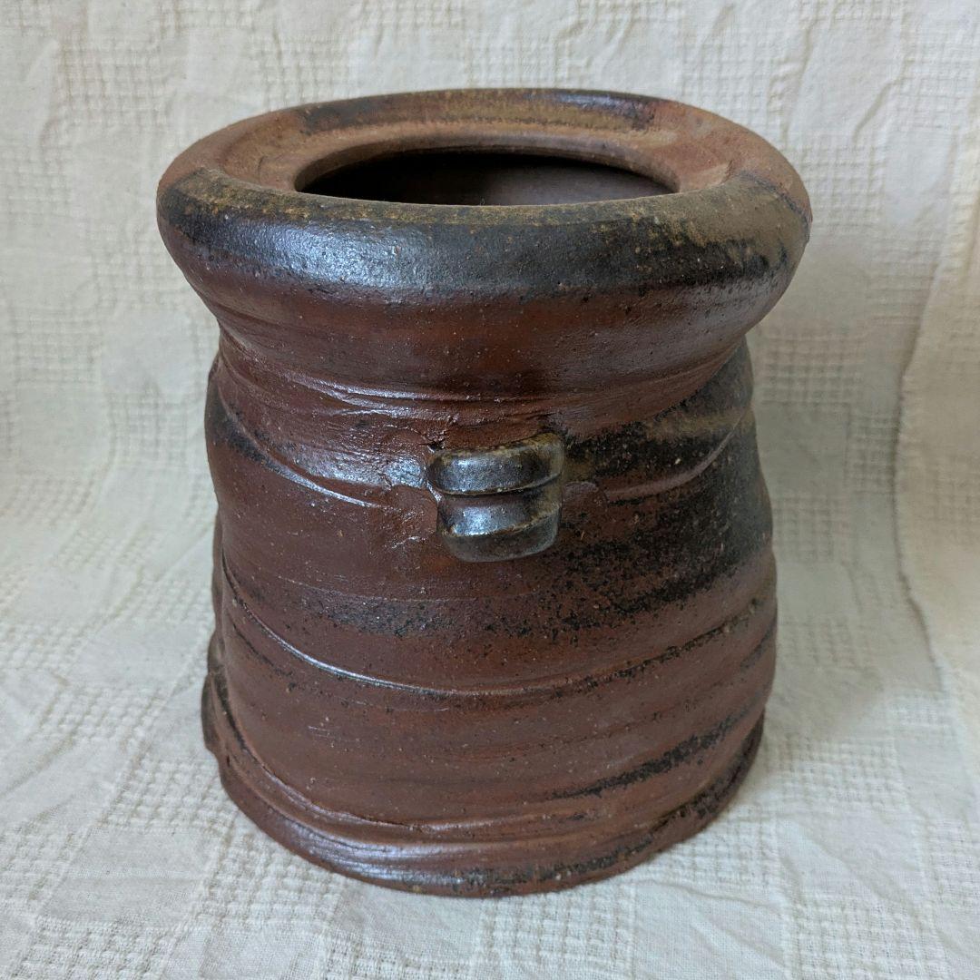 備前焼　佐藤苔助　水指　耳付　茶道具