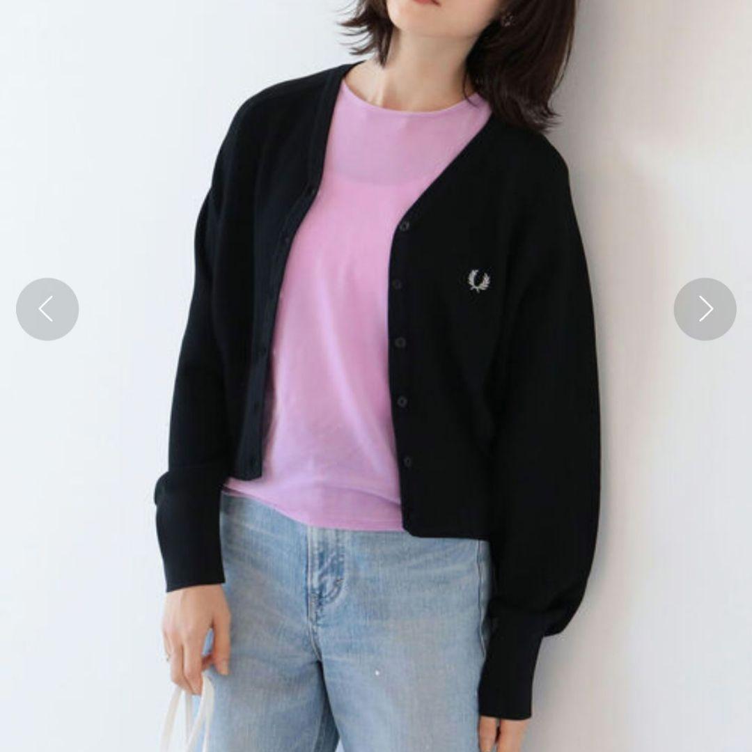 極美品 フレッドペリー × レイビームス / 別注 Vネックカーディガン 黒