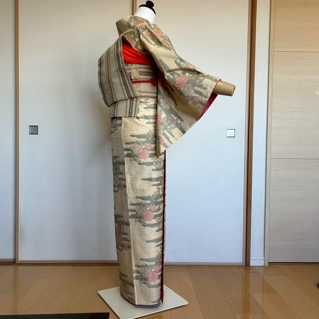 グ*マ様 モ46 未使用近い　美品　袷　正絹　白大島　白紬　大島紬　フルセット