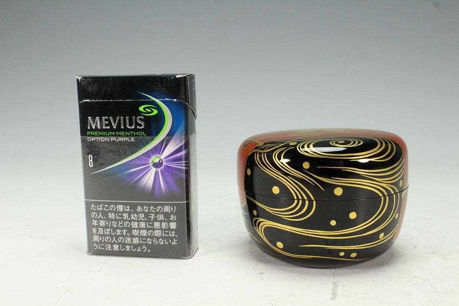 茶道具 花筏蒔絵 乾漆大棗 塗師 奥津一心斎作 共箱 美品(Ｋ-LC711)