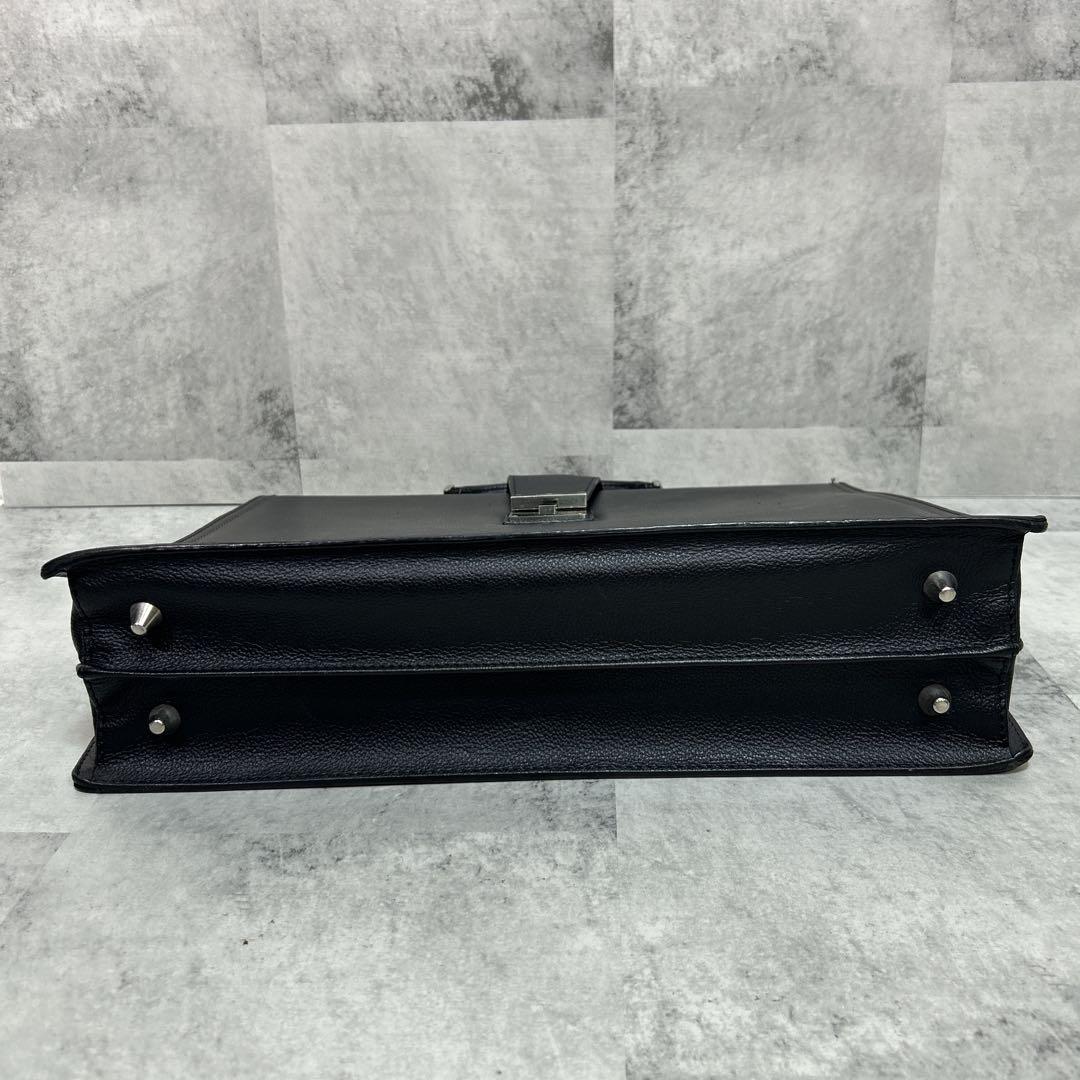 LANVIN ダレスバッグ 本革 2way レザー ブラック 黒 自立 鍵付き