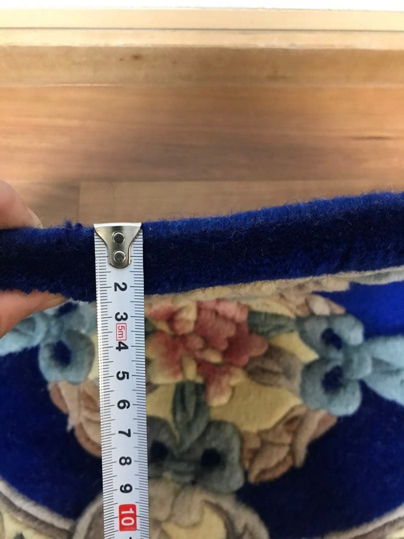 中国緞通 　高級手織り絨毯 　ウール100%　45cm×75cm ブルー