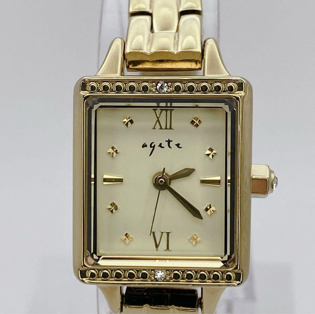 アガット　スクエアフェイス　ストーン付　ベルト16㎝