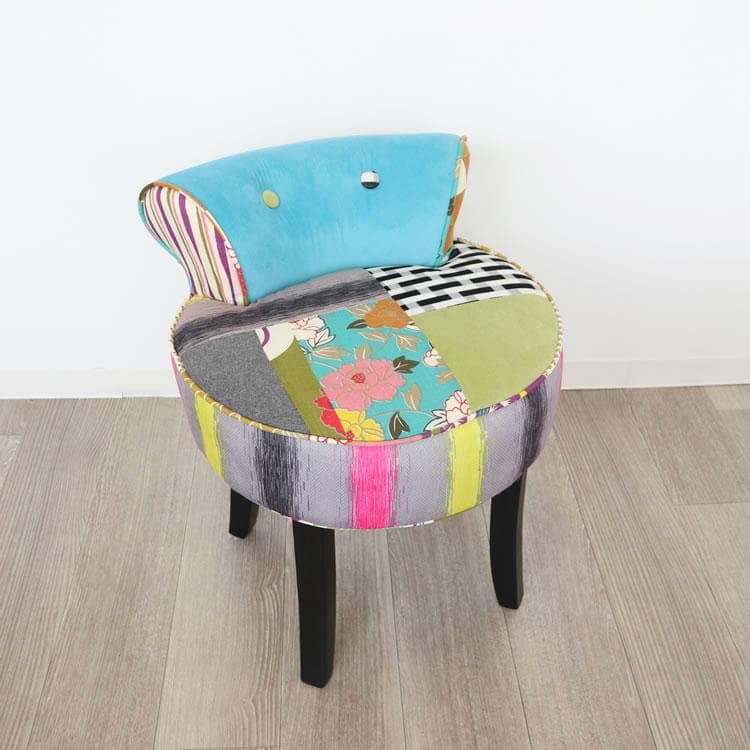 パッチワークチェア カラフルブルー
