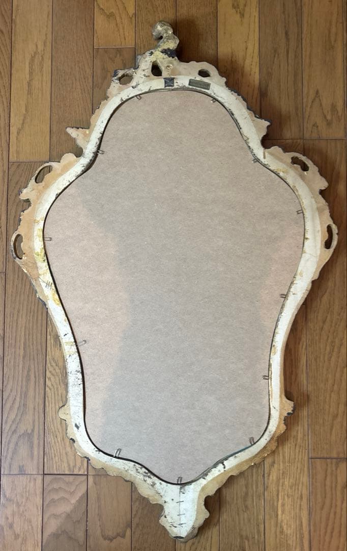 ⚠️特定月末配送　美品イタリア壁掛ミラー　ロココウォール鏡　アンティーク　ゴールド
