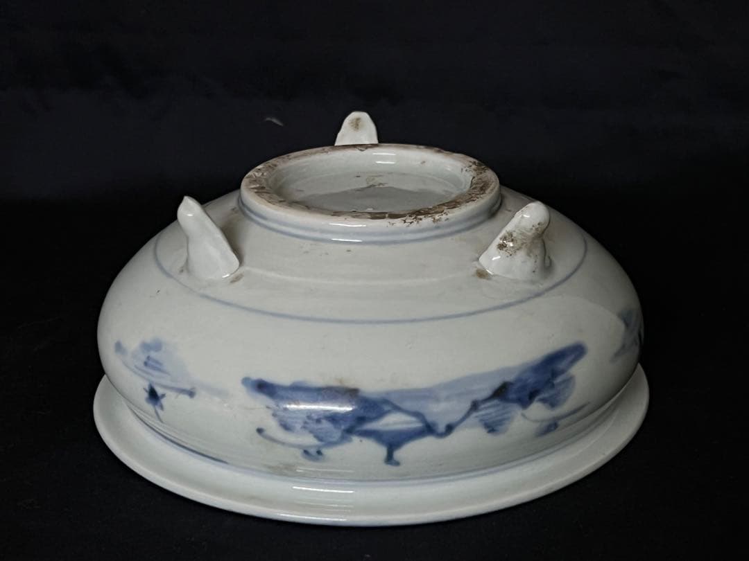 【倉庫整理品】古美術 • 染付三足香炉 • 時代物：XG--34