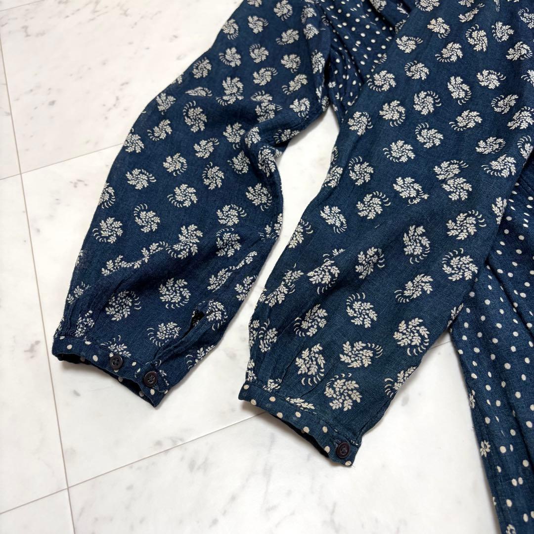 45R インディゴ 小花柄 ドット パッチワークチュニック ブラウス サイズ3