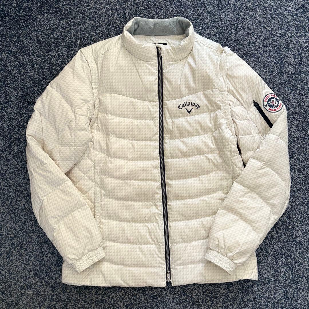 キャロウェイ　ダウンジャケット　総柄　2WAY　ブルゾン　ベスト　ホワイト系　L