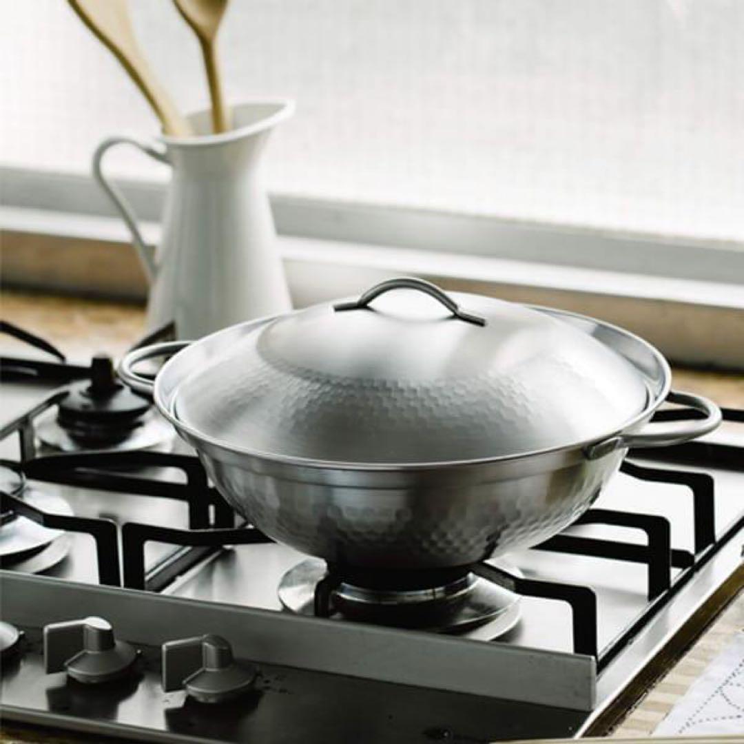 日本製　ステンレス　卓上鍋　24cm お玉　目皿付き 新潟県燕市