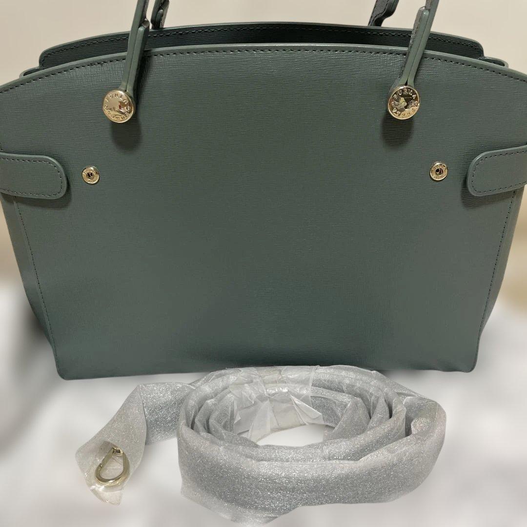 【極美品レアカラー】FURLA フルラ トートバッグ グリーン 保存袋付 正規品