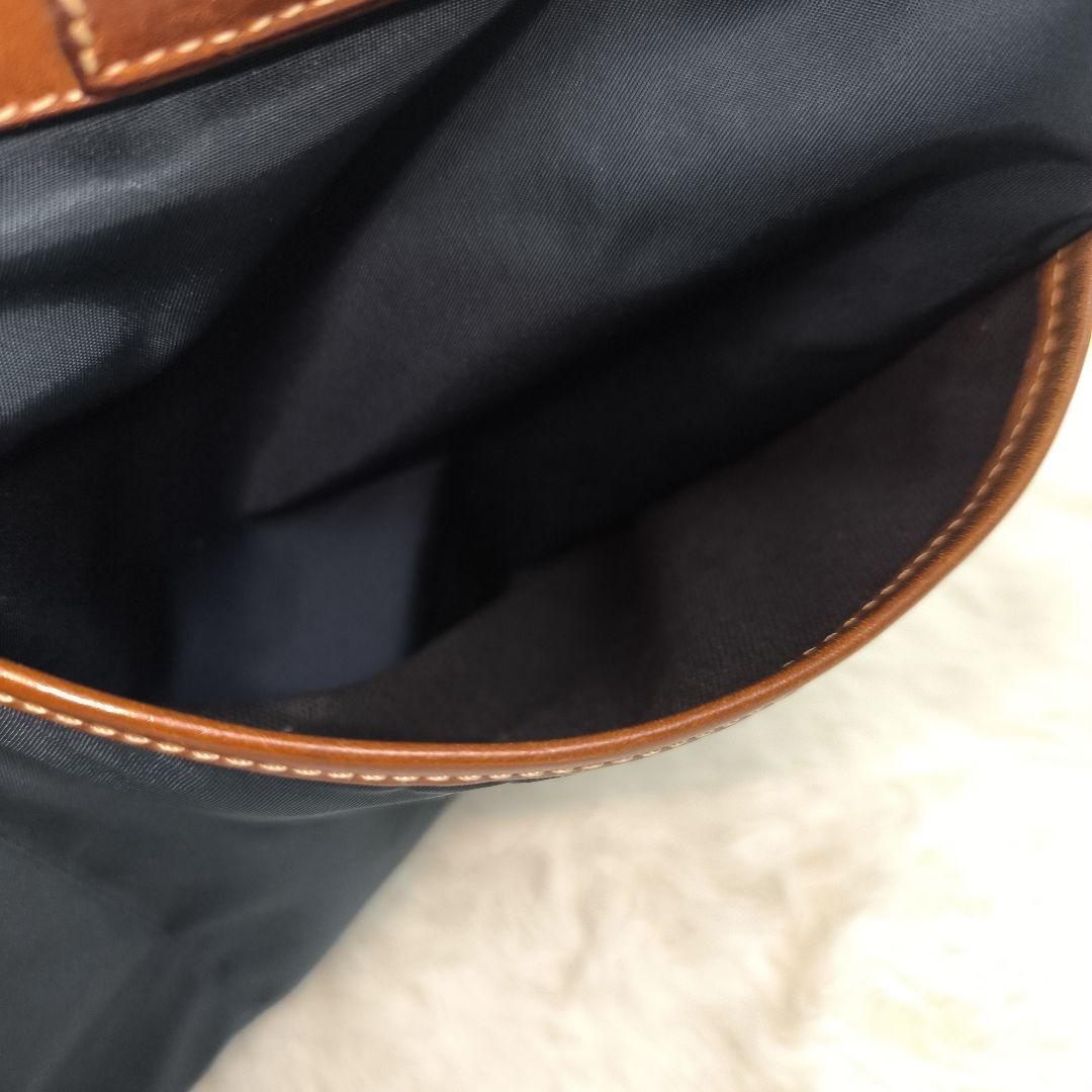 ✨美品✨ フェリージ ブリーフケース 1層 A4可 レザー ナイロン 紺茶