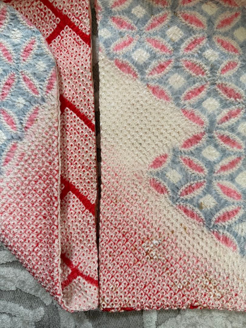 여 振袖フルセット 総絞り 赤×アイボリー