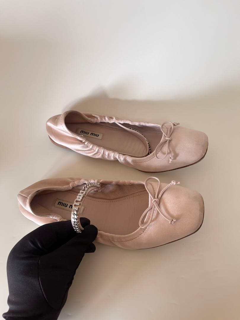 正規品ミュウミュウmiu miu フラットシューズバレエシューズ 37.5