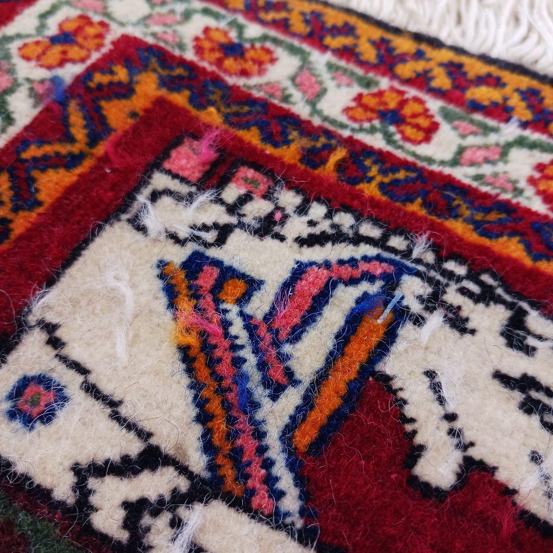 Y3061 ペルシャ絨毯 カシュガイ ウール 手織り 62×64㎝