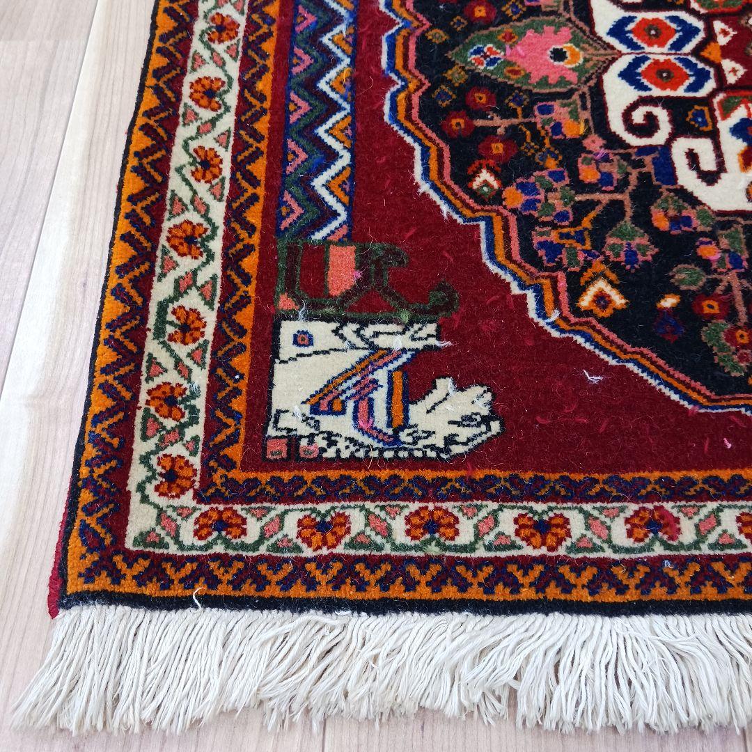 Y3061 ペルシャ絨毯 カシュガイ ウール 手織り 62×64㎝