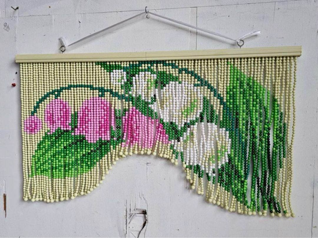 カーテン 昭和レトロ ビーズ 暖簾 スキルスクリーン すずらん