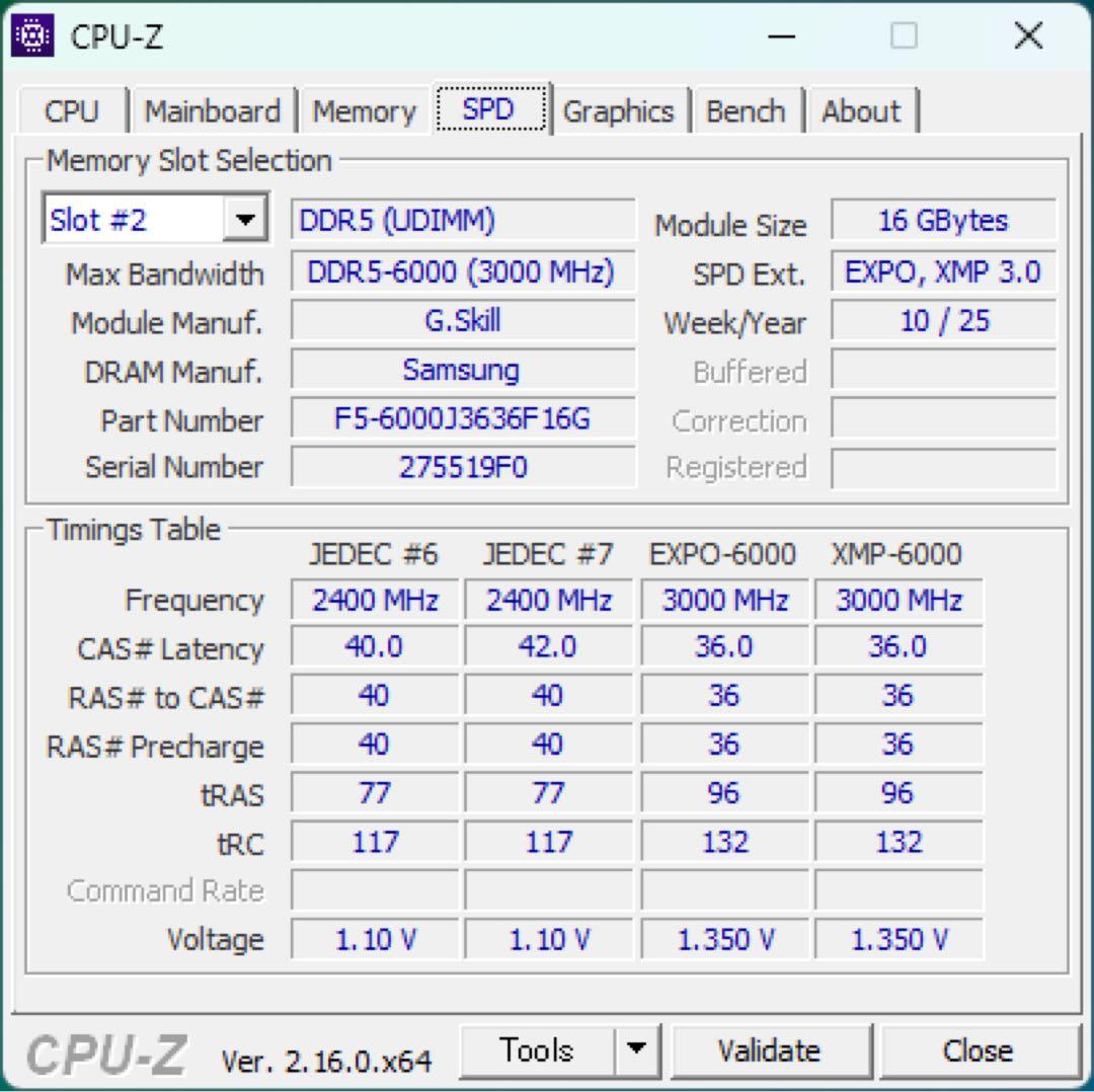 【MEM】G.SKILL DDR5 32GB RGB(16GBx2)【中古】