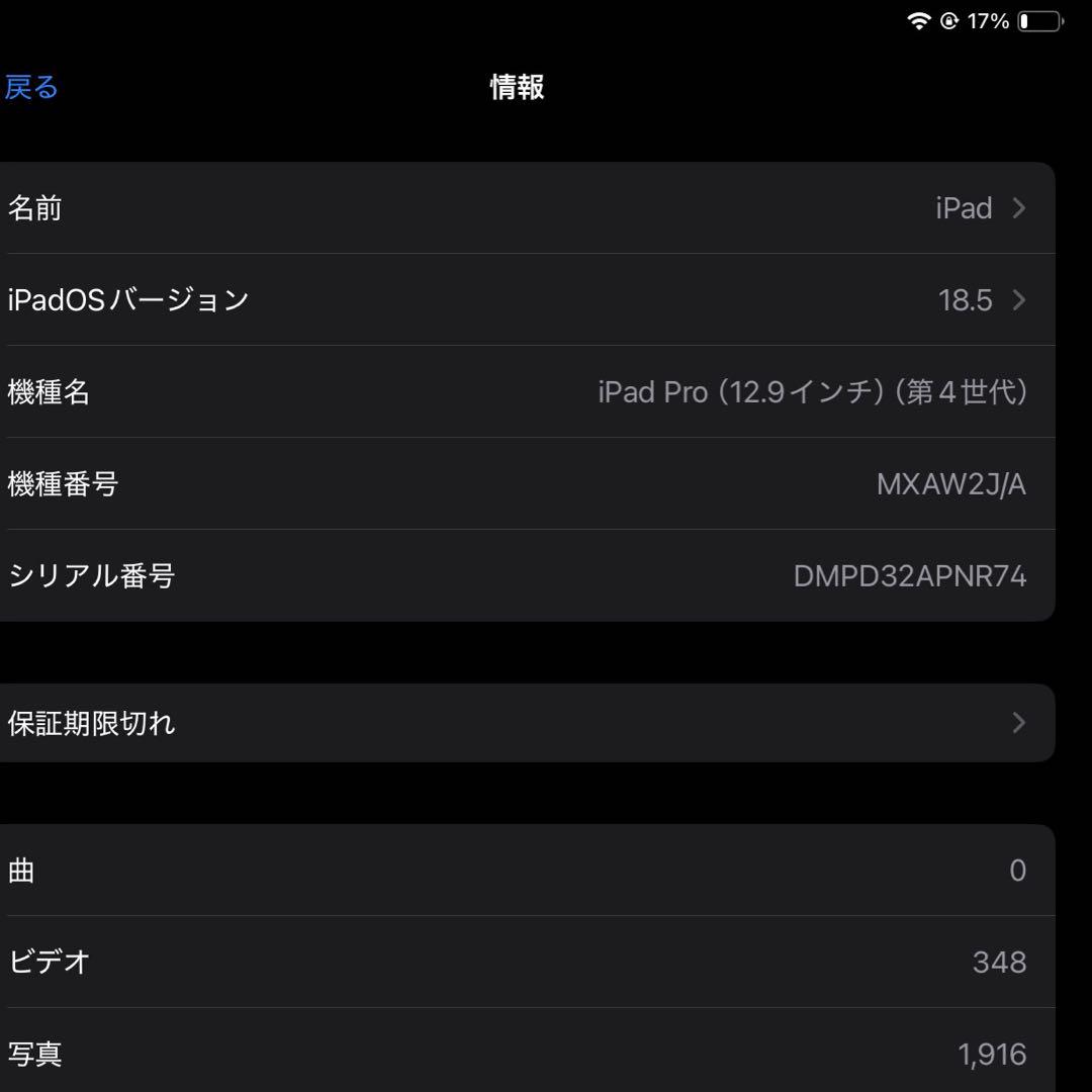iPad Pro 12.9インチ　第4世代　Wi-Fiモデル　512GB