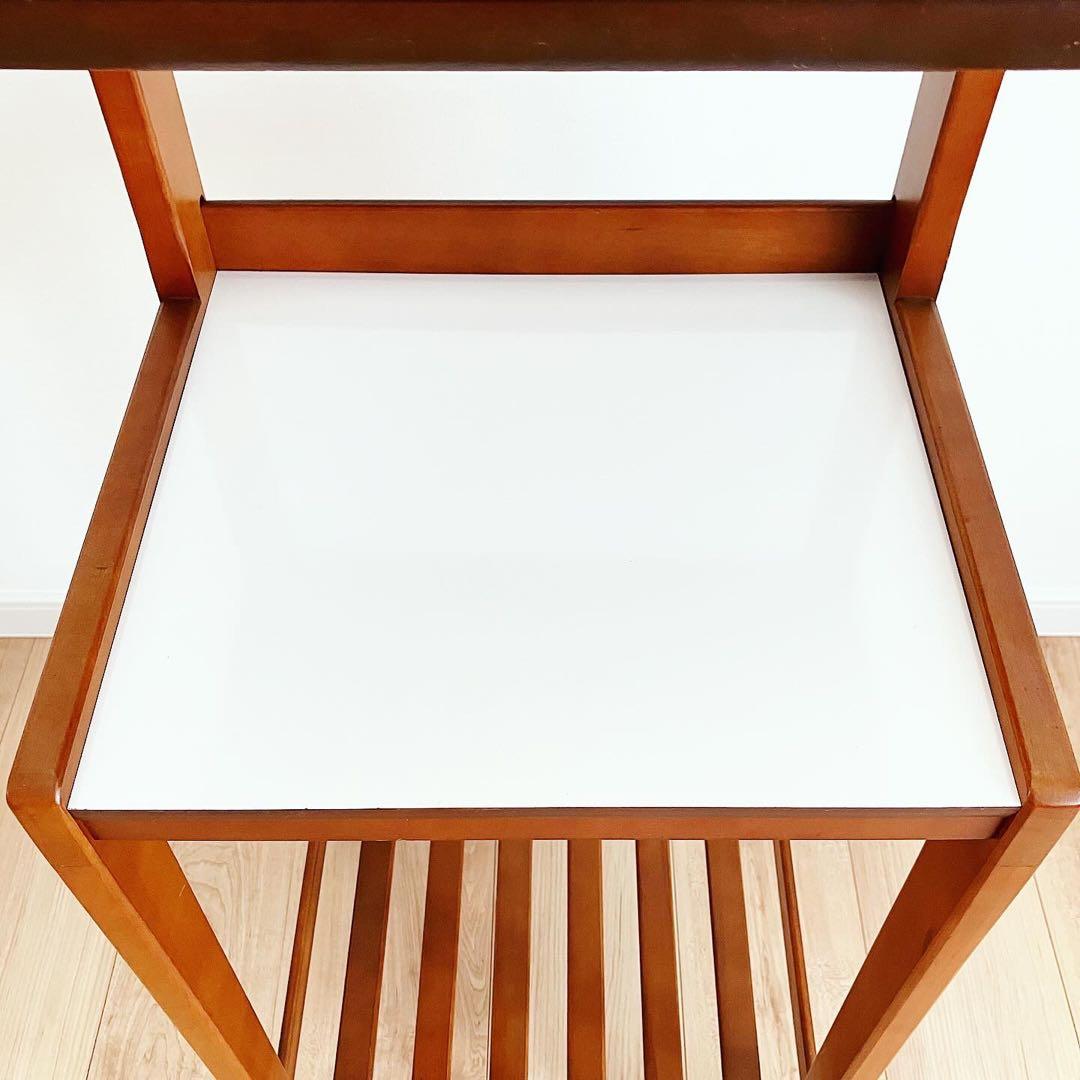 オールドカリモク　電話台　シェルフ　レトロ家具　古家具　ビンテージサイドテーブル