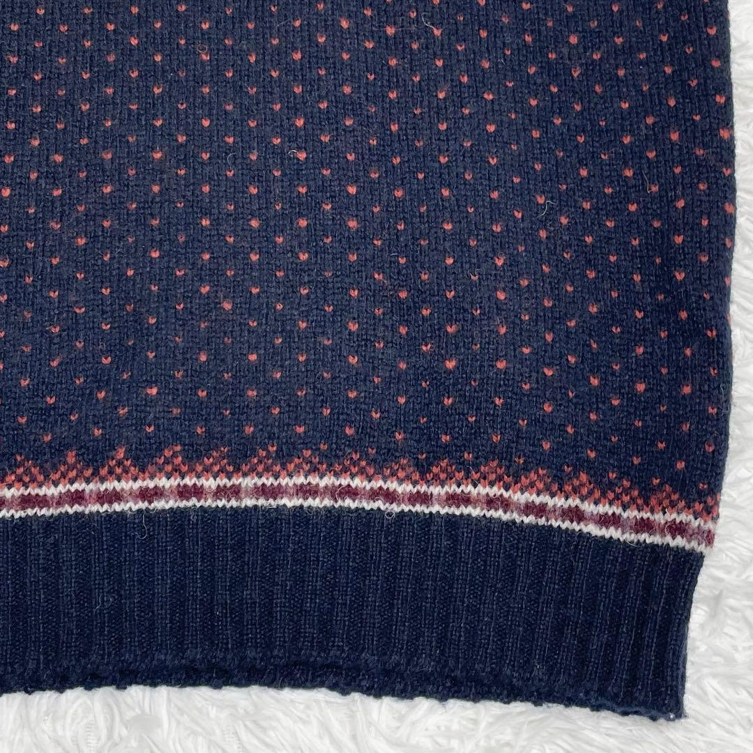 【美品】ジャミーソンズ　ニットベスト・フェアアイル柄・Vネック・ XL