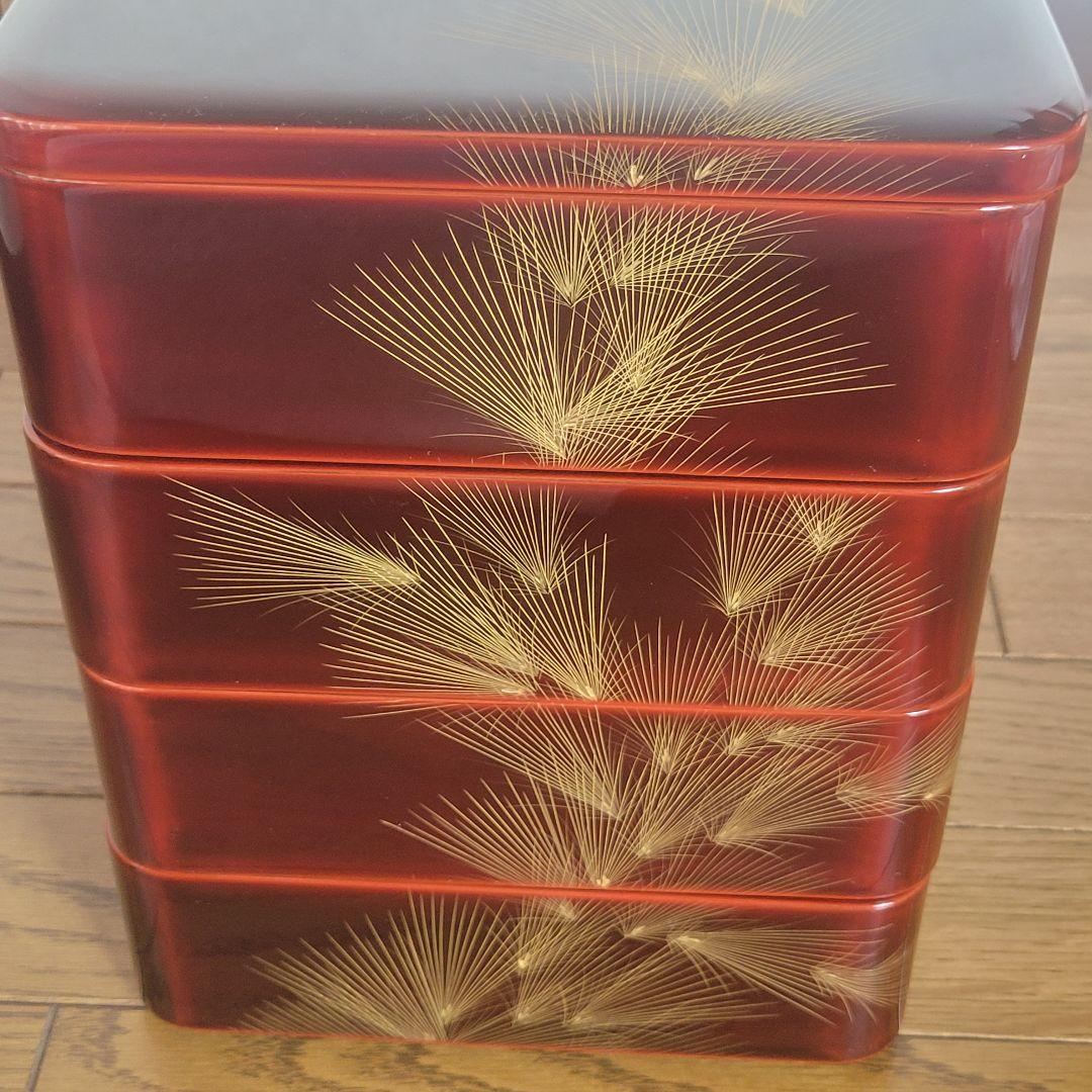 値下げ！【輪島塗　四段重】流れ松沈金\" 未使用/長期保管品