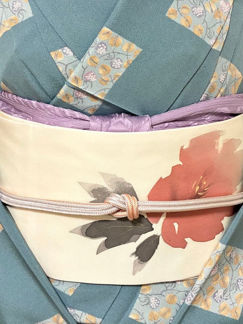 セット　塩瀬　抽象的な花＋鬼しぼ縮緬　野菜模様