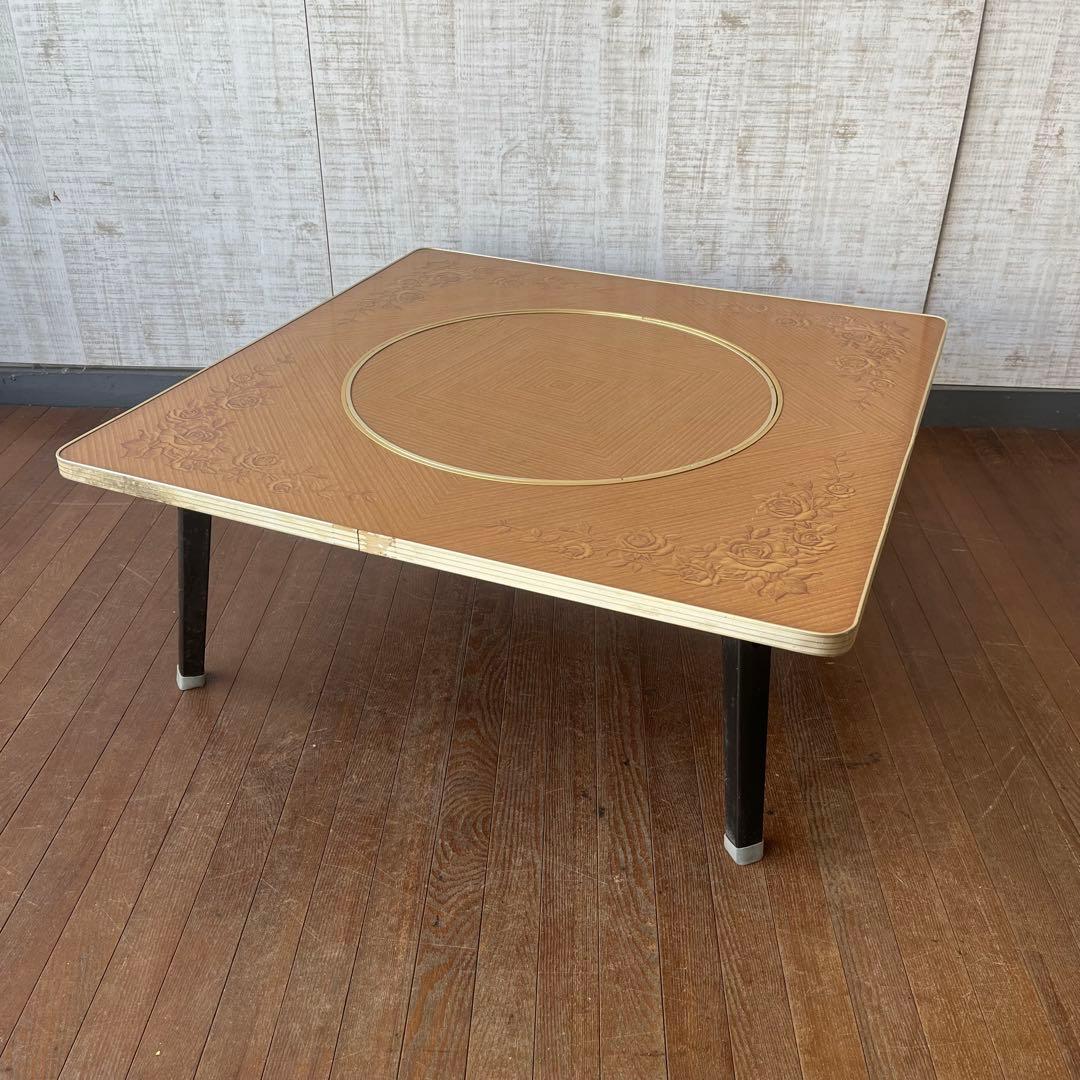 【アンティーク】昭和レトロ 穴あきちゃぶ台 座卓 丸テーブル 2way 古家具