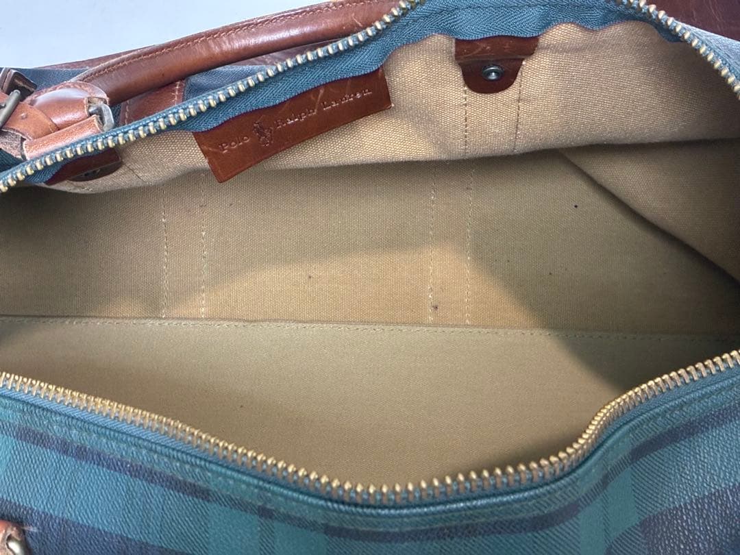 POLO RALPH LAUREN ボストンバック チェック柄 グリーン