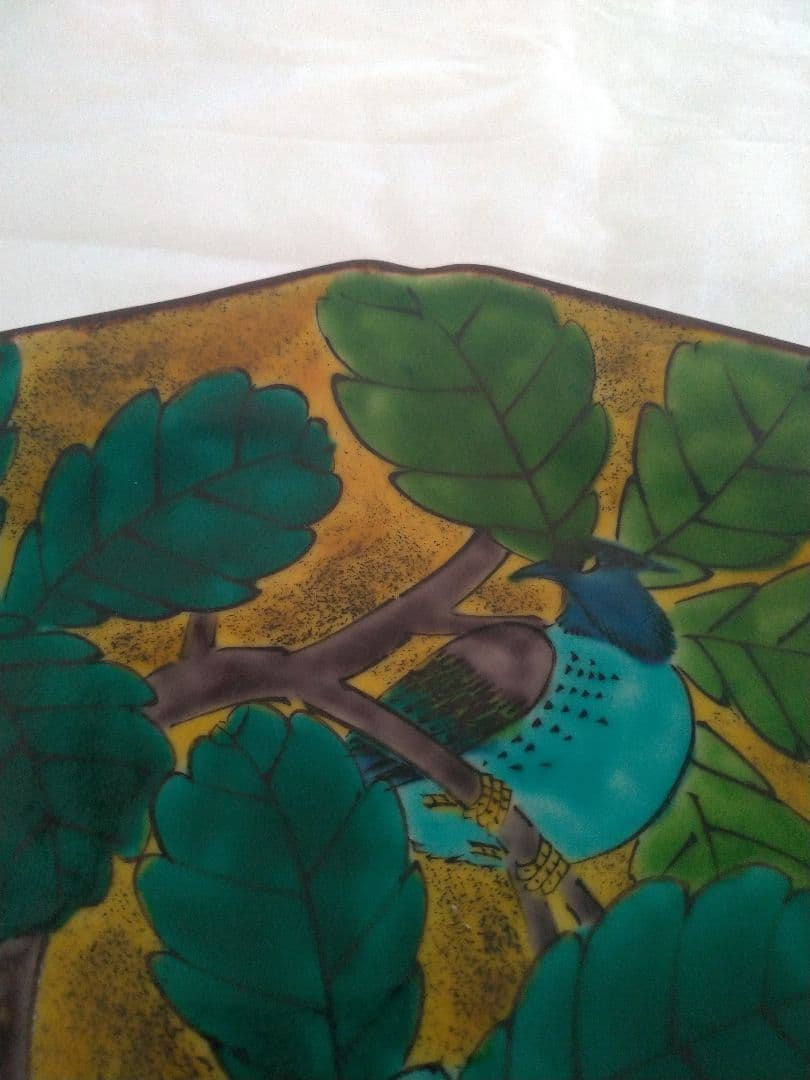 【金太郎様用】九谷焼 名工 二代 【山岸 政山】青九谷 吉田屋双鳥図 飾皿