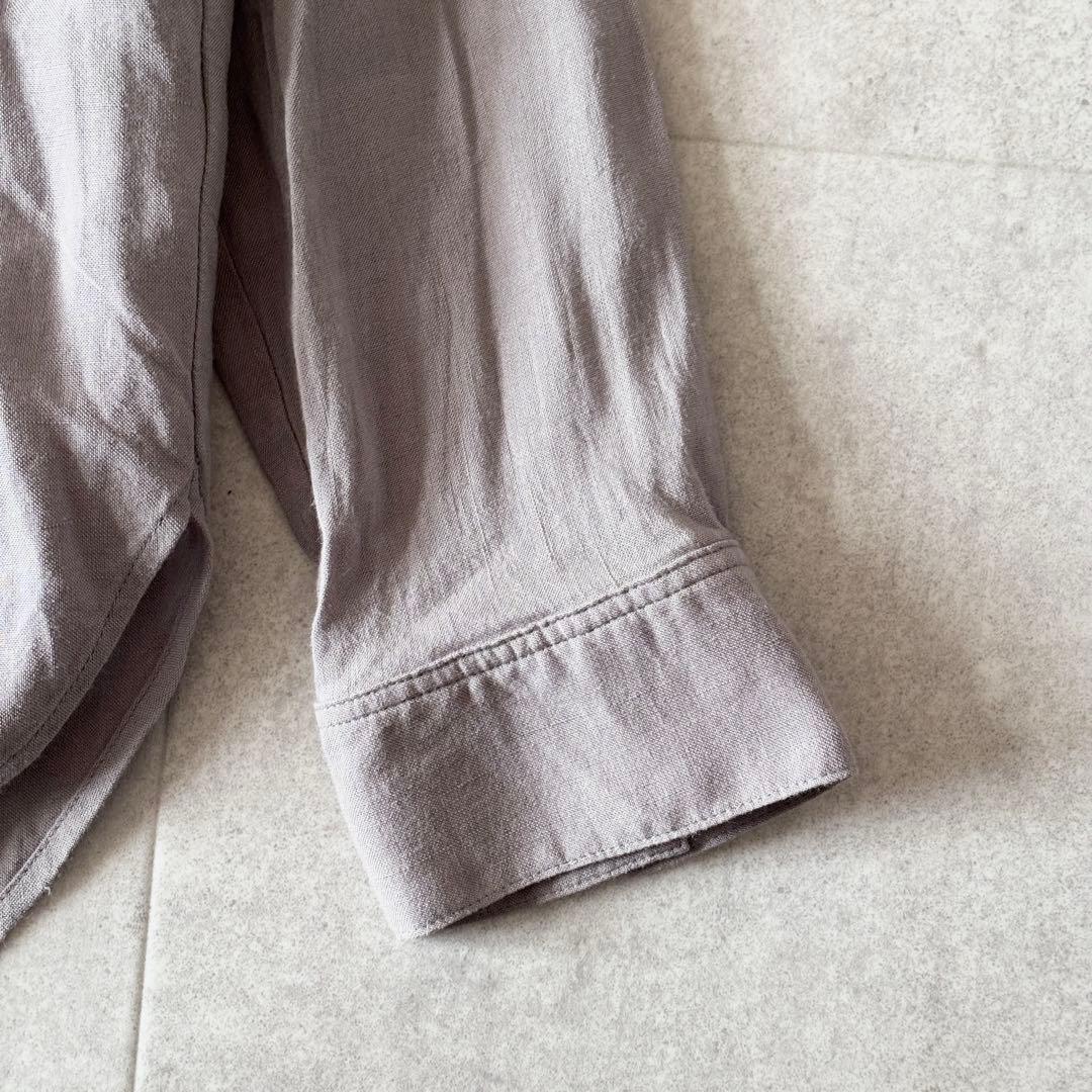 極美品✨️エヴァムエヴァ リネン スタンドーカラーシャツ フリー グレージュ