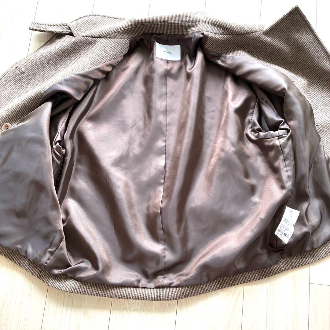 未使用級✨ FRAMeWORK ピンチェックバルカラーショートコート ブラウン