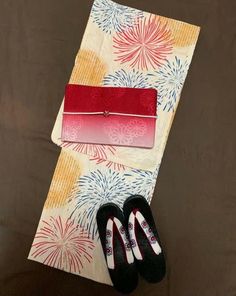 画像四枚目帯締め+画像桃帯色違い赤帯つき◆最高級国産染◆高級綿変わり織り◆