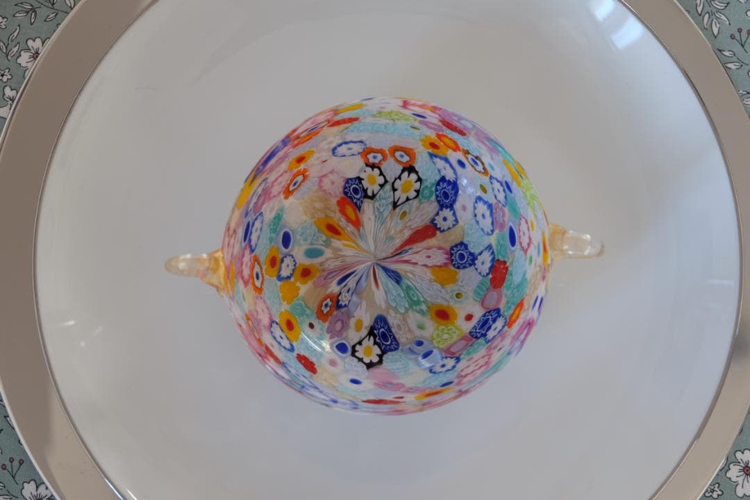 吹きガラス ミルフィオリ 検/プレート/民藝/ワイングラス/舩木倭帆/江波冨士子