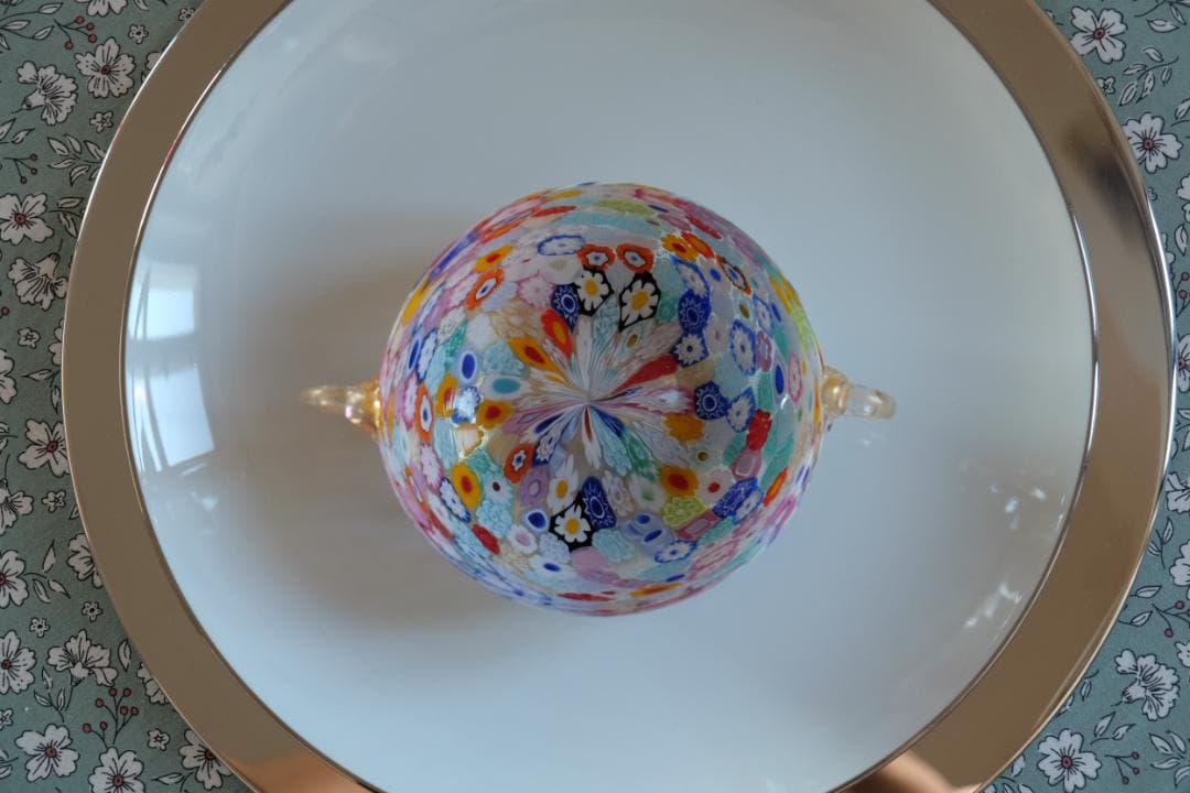 吹きガラス ミルフィオリ 検/プレート/民藝/ワイングラス/舩木倭帆/江波冨士子