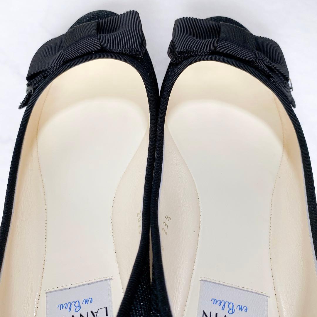 LANVIN en Bleu バレエシューズ リボン ブラック 黒 23.5cm