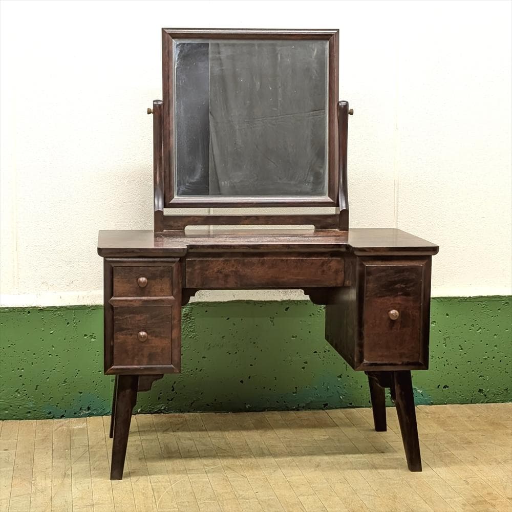 美品　松本民芸家具　水目桜　無垢　角型　ドレッサー　鏡台　化粧台　一面鏡