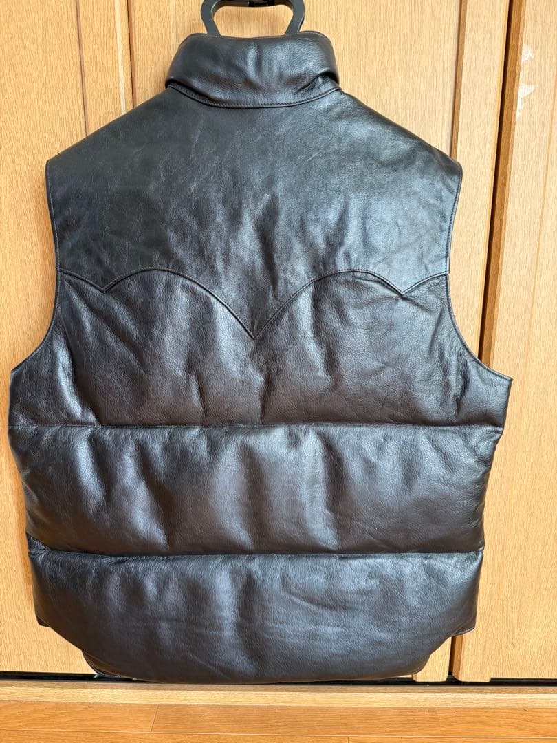 海坊主　レインボーカントリー　レザーダウンベスト黒　　　サイズXL