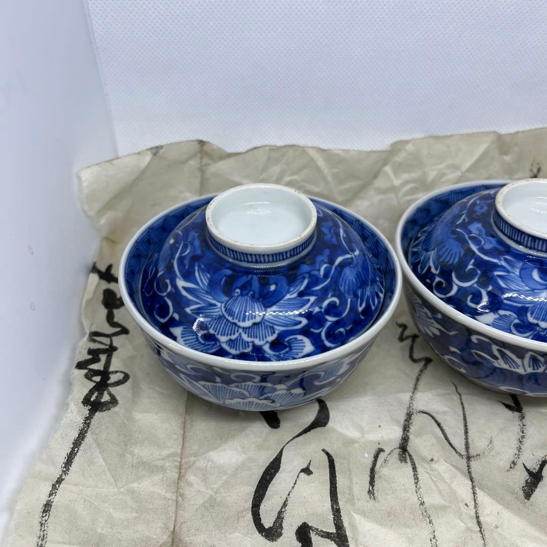 【お値下げ】骨董　古伊万里蓋付き茶碗2客