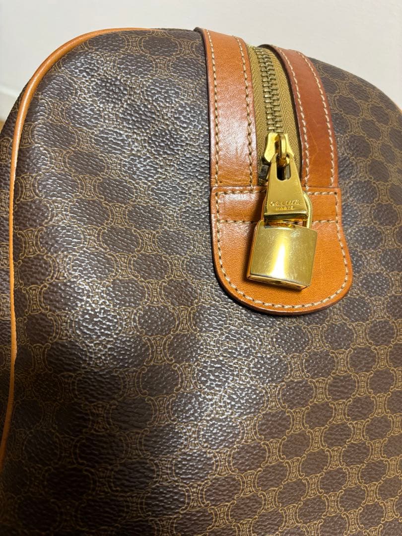 CELINE セリーヌ マカダム柄ボストンバッグ 美品 鍵付きオールドセリーヌ