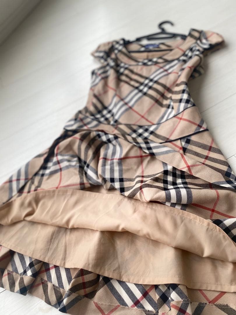 希少 バーバリー・ブルーレーベル ノバチェック美ラインワンピース 38