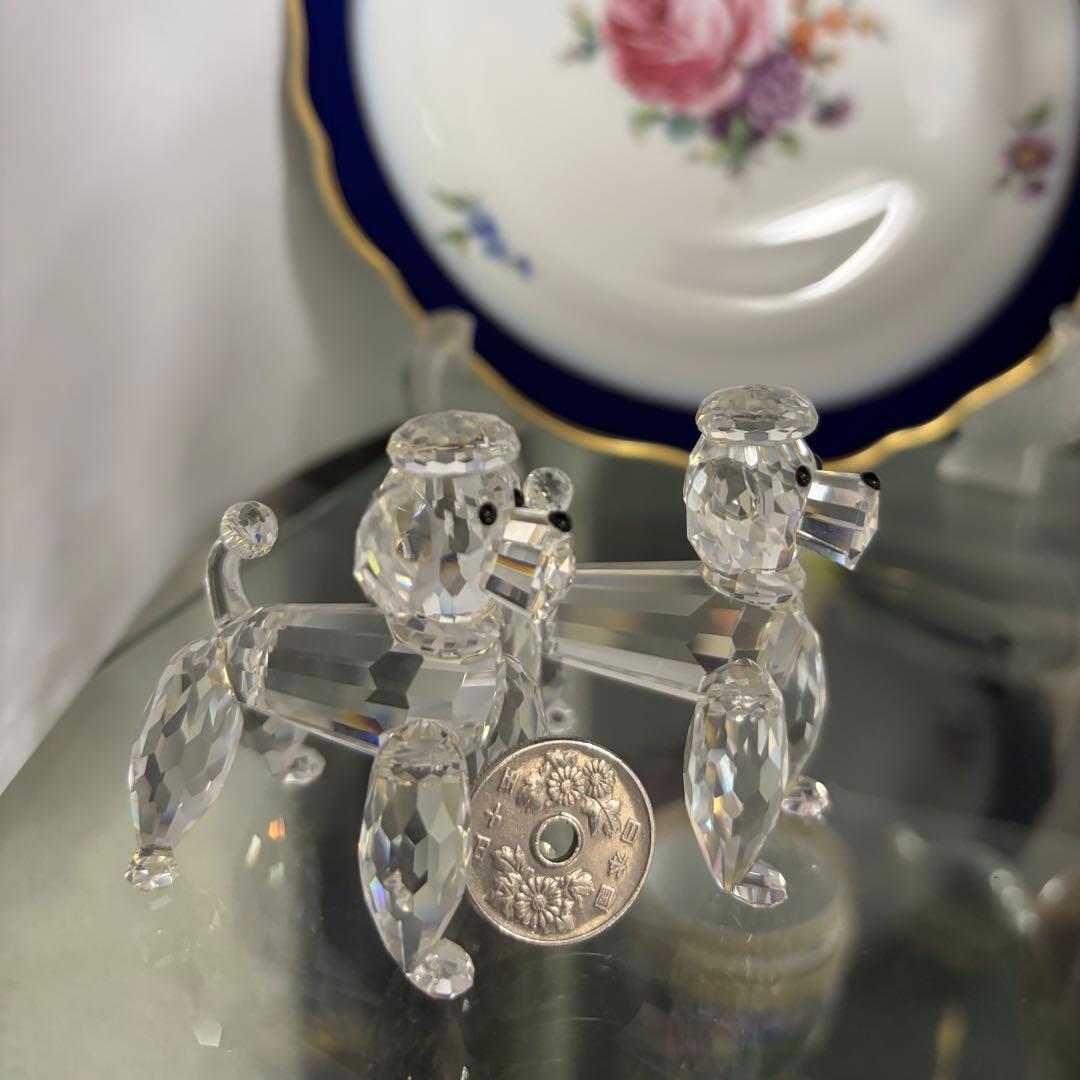 スワロフスキー　プードル2匹セット　スタンディング